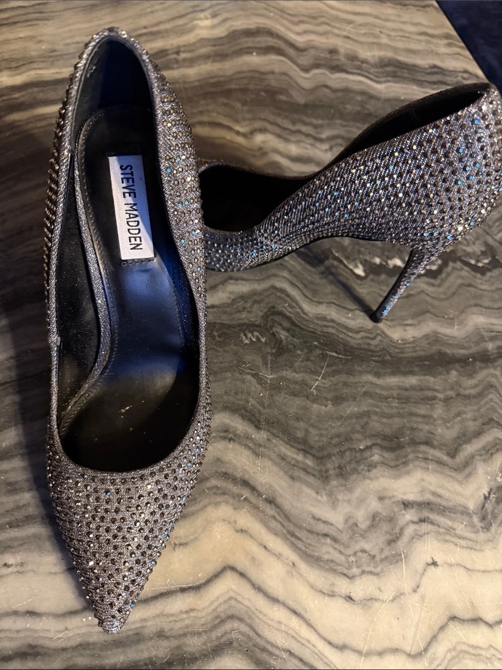 Steve Madden Silver Rhinestone Pointed-Toe Stiletto Pumps